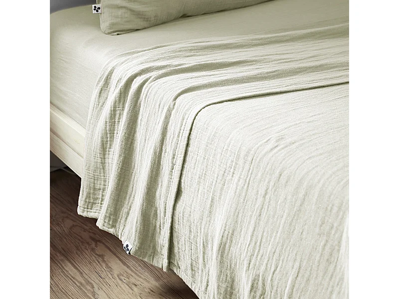 OUREA - Drap Plat 270x300cm Gaze de Coton Vert d'Eau