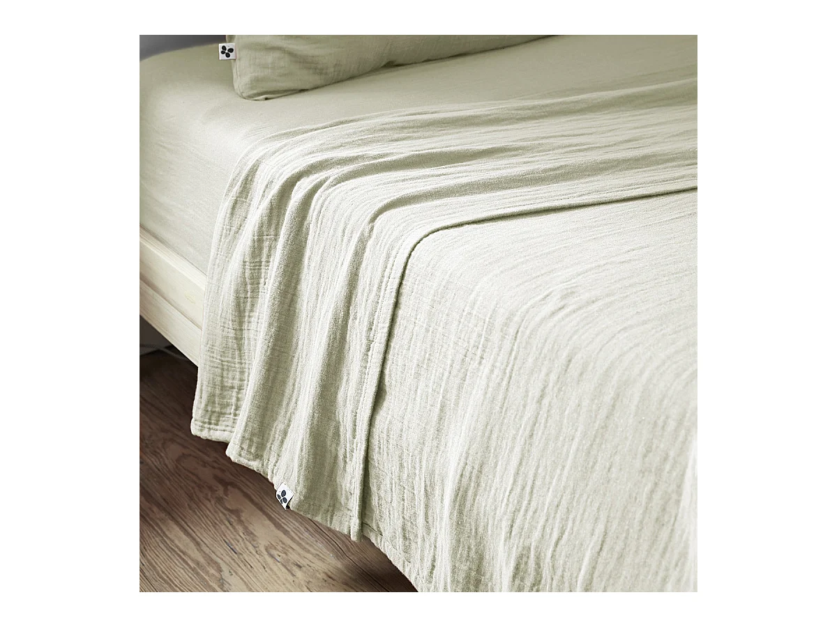 OUREA - Drap Plat 240x300cm Gaze de Coton Vert d'Eau