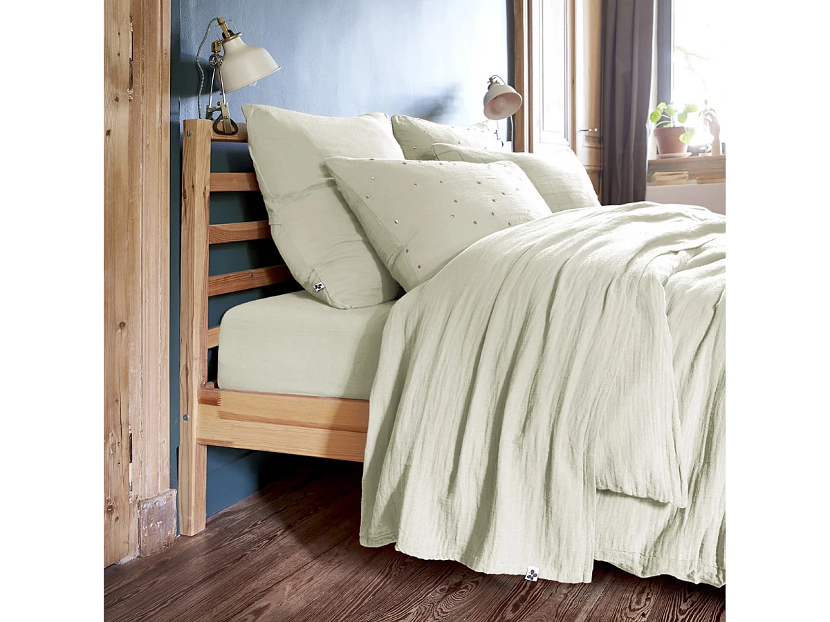 OUREA - Drap Plat 240x300cm Gaze de Coton Vert d'Eau