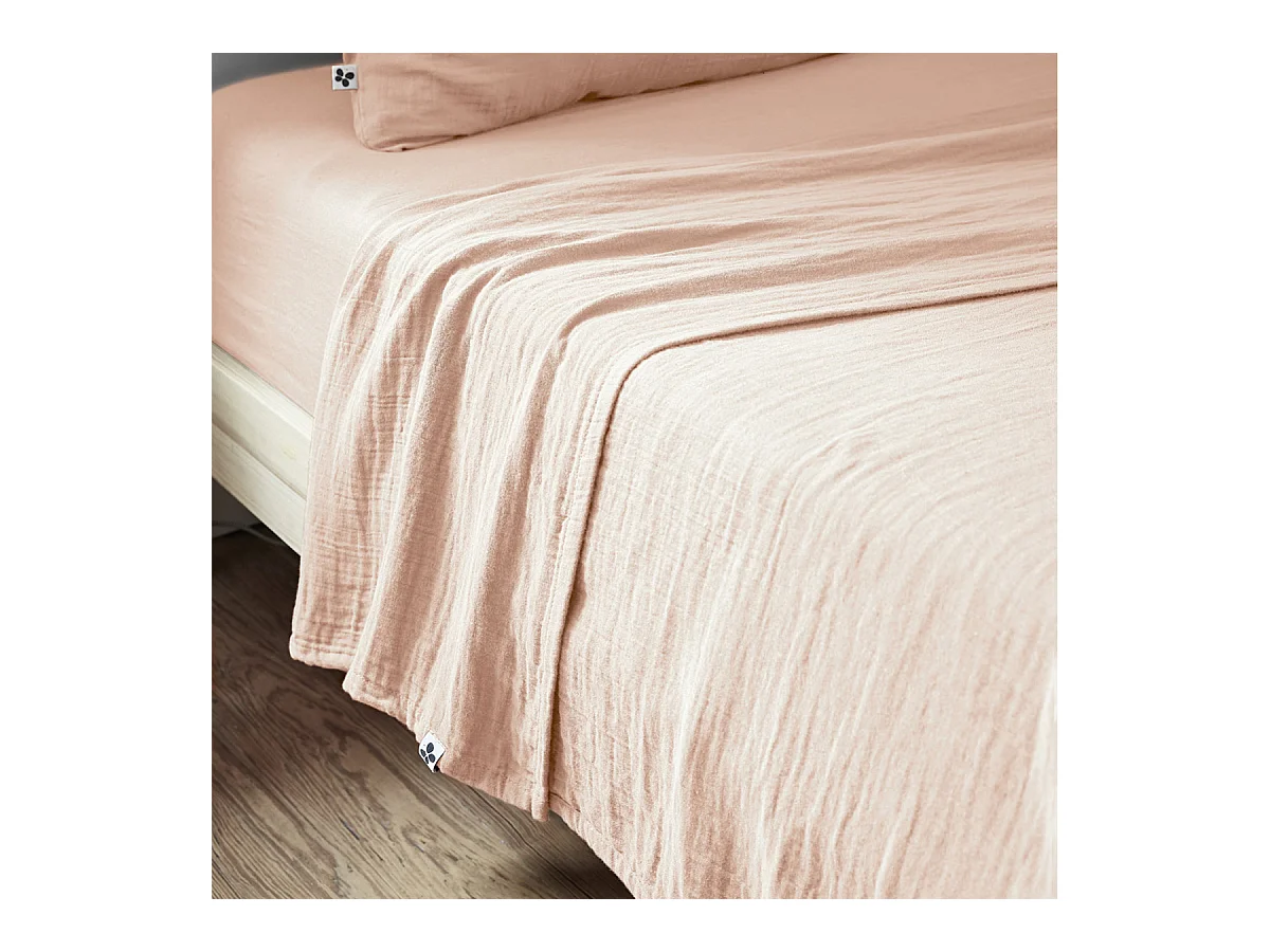 OUREA - Drap Plat 240x300cm Gaze de Coton Guimauve