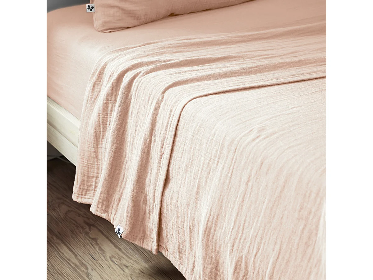 OUREA - Drap Plat 240x300cm Gaze de Coton Guimauve