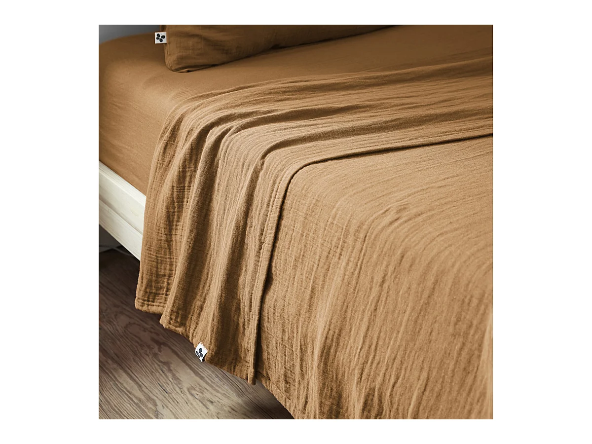 OUREA - Drap Plat 240x300cm Gaze de Coton Camel