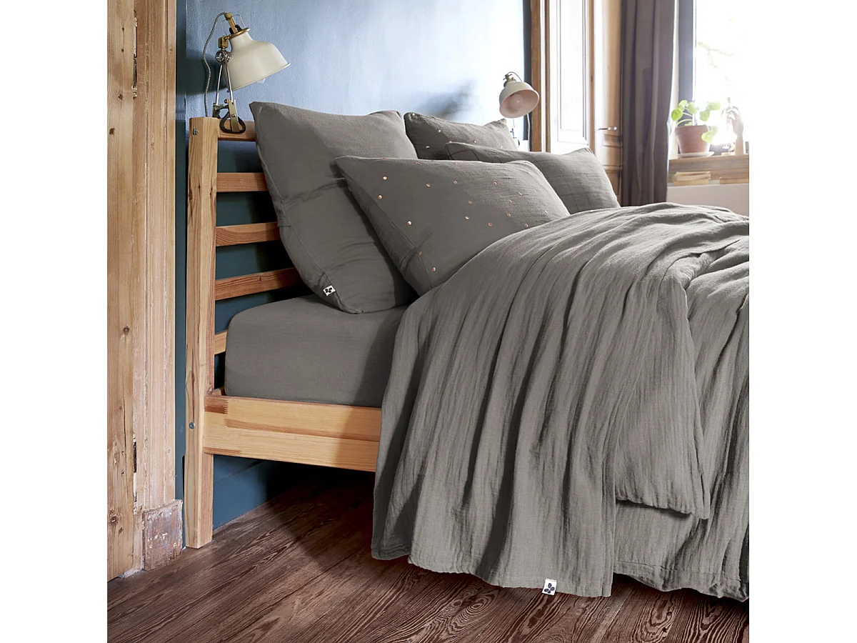 OUREA - Drap Plat 240x300cm Gaze de Coton Granit