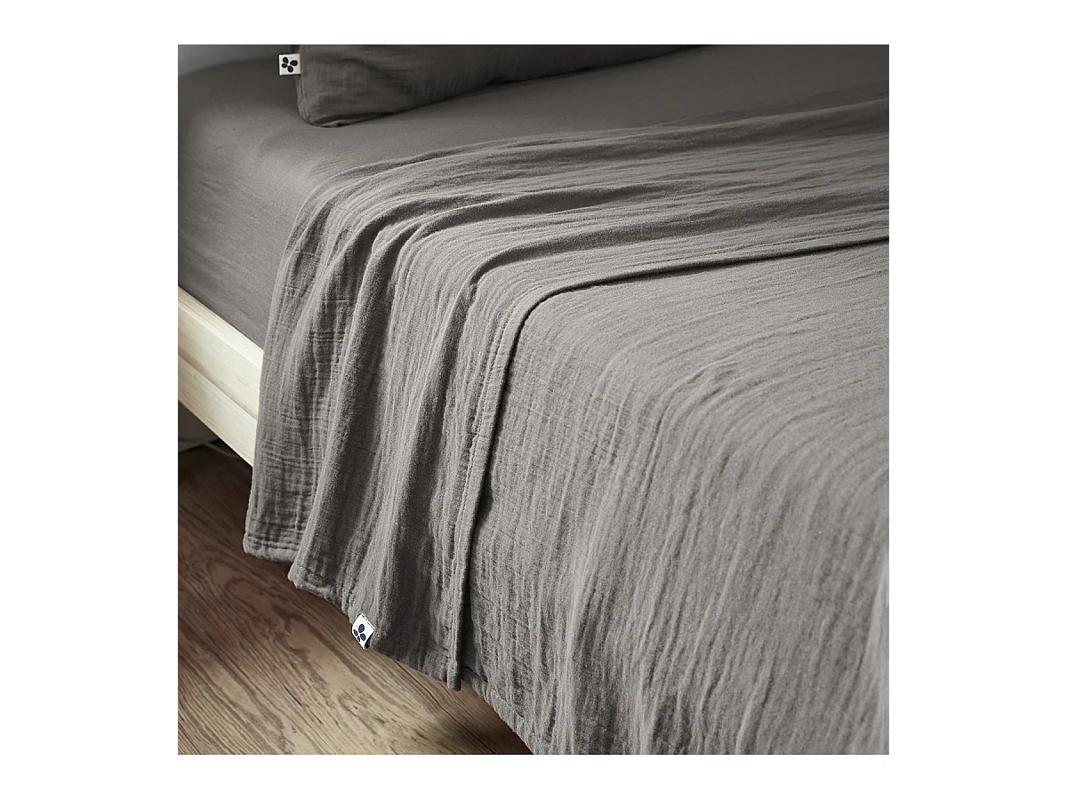OUREA - Drap Plat 270x300cm Gaze de Coton Granit