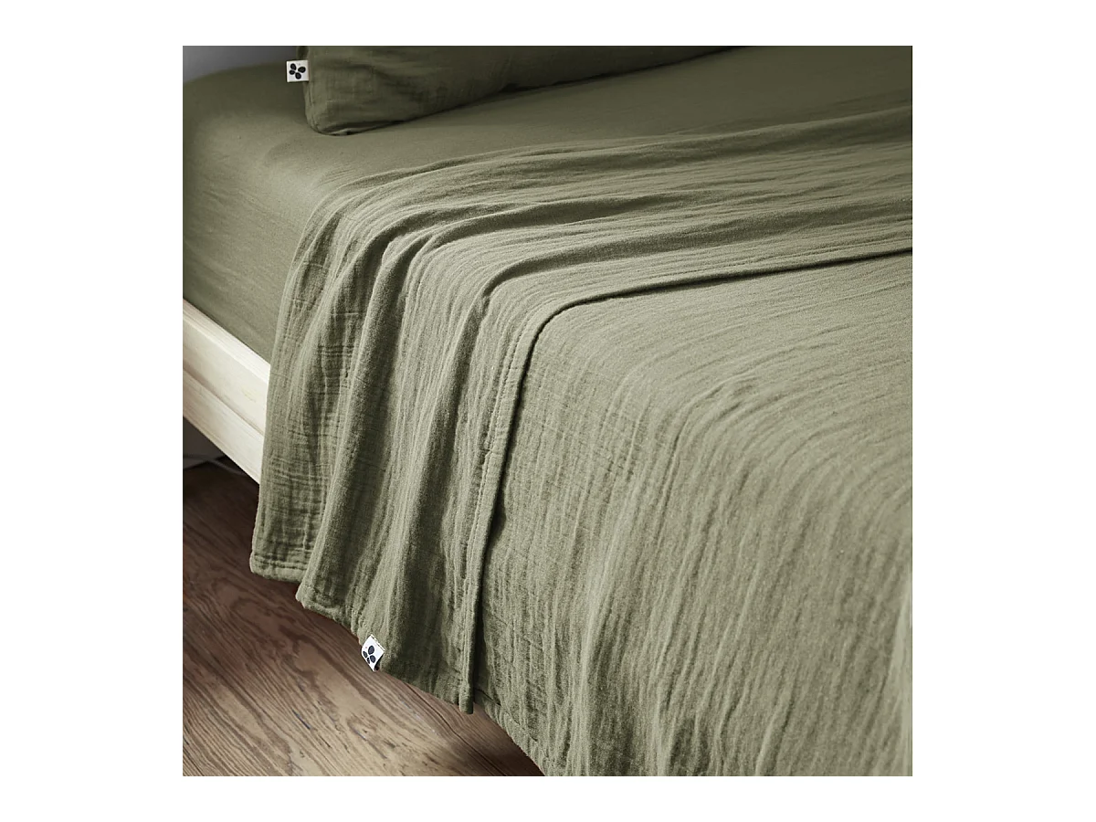 OUREA - Drap Plat 270x300cm Gaze de Coton Romarin