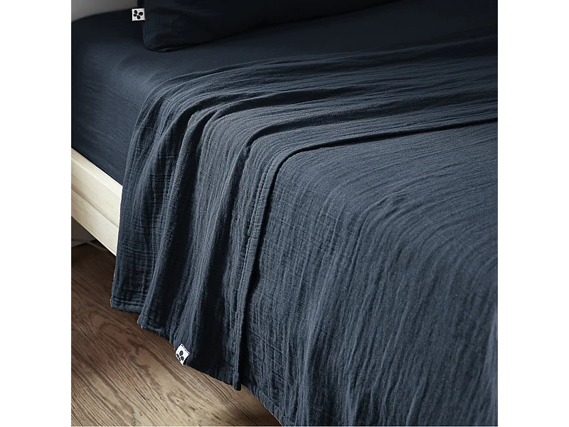 OUREA - Drap Plat 240x300cm Gaze de Coton Minuit
