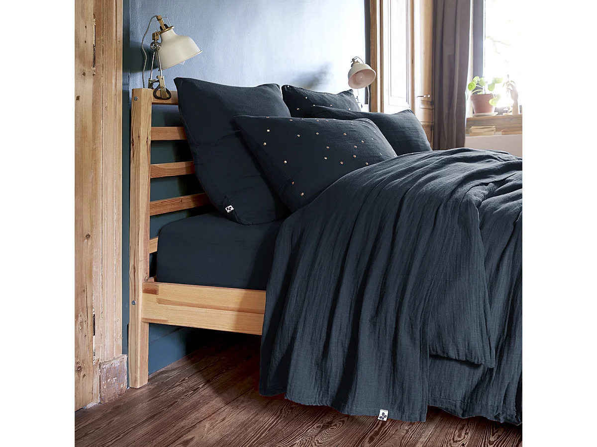 OUREA - Drap Plat 240x300cm Gaze de Coton Minuit