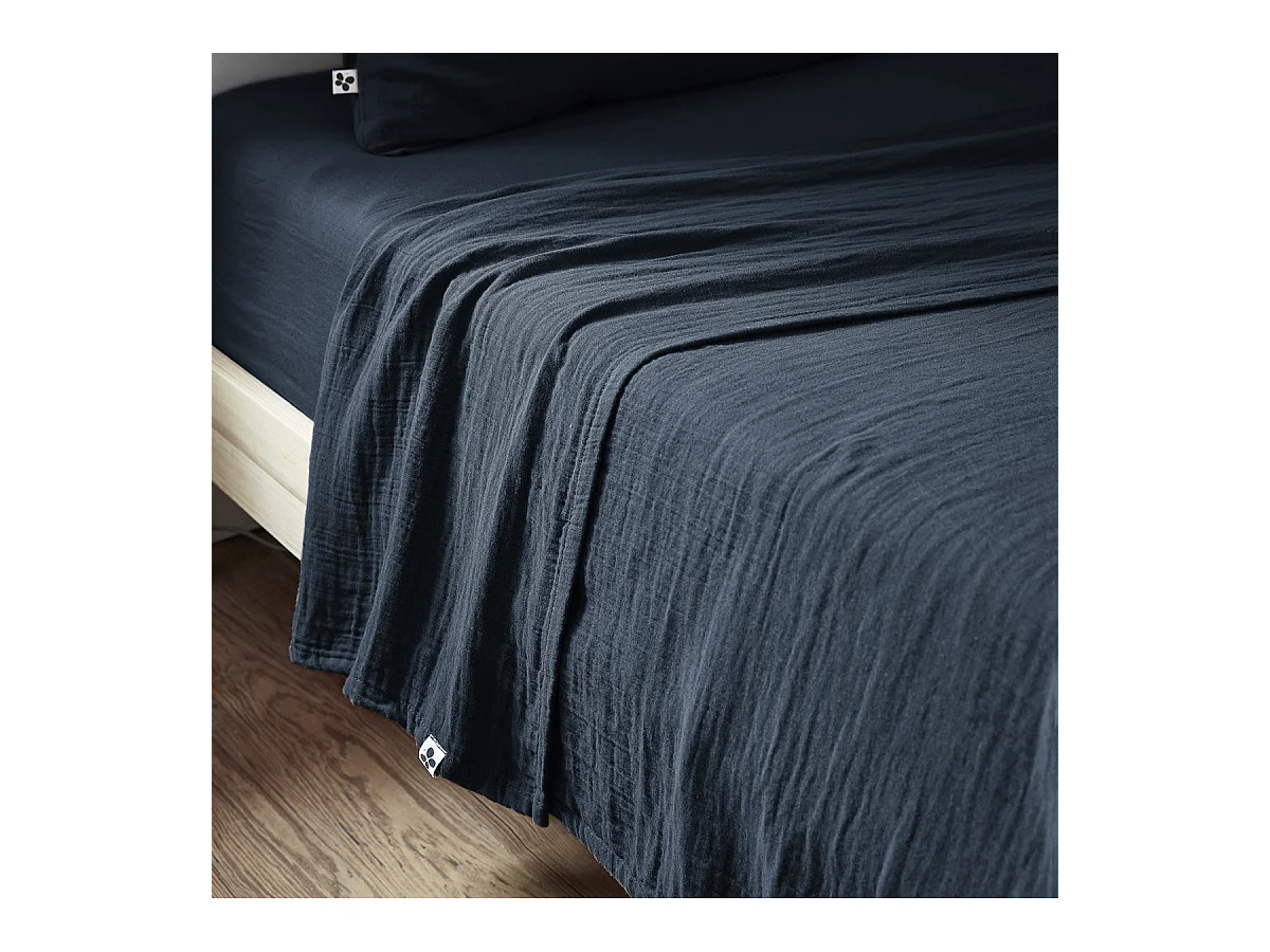 OUREA - Drap Plat 240x300cm Gaze de Coton Minuit