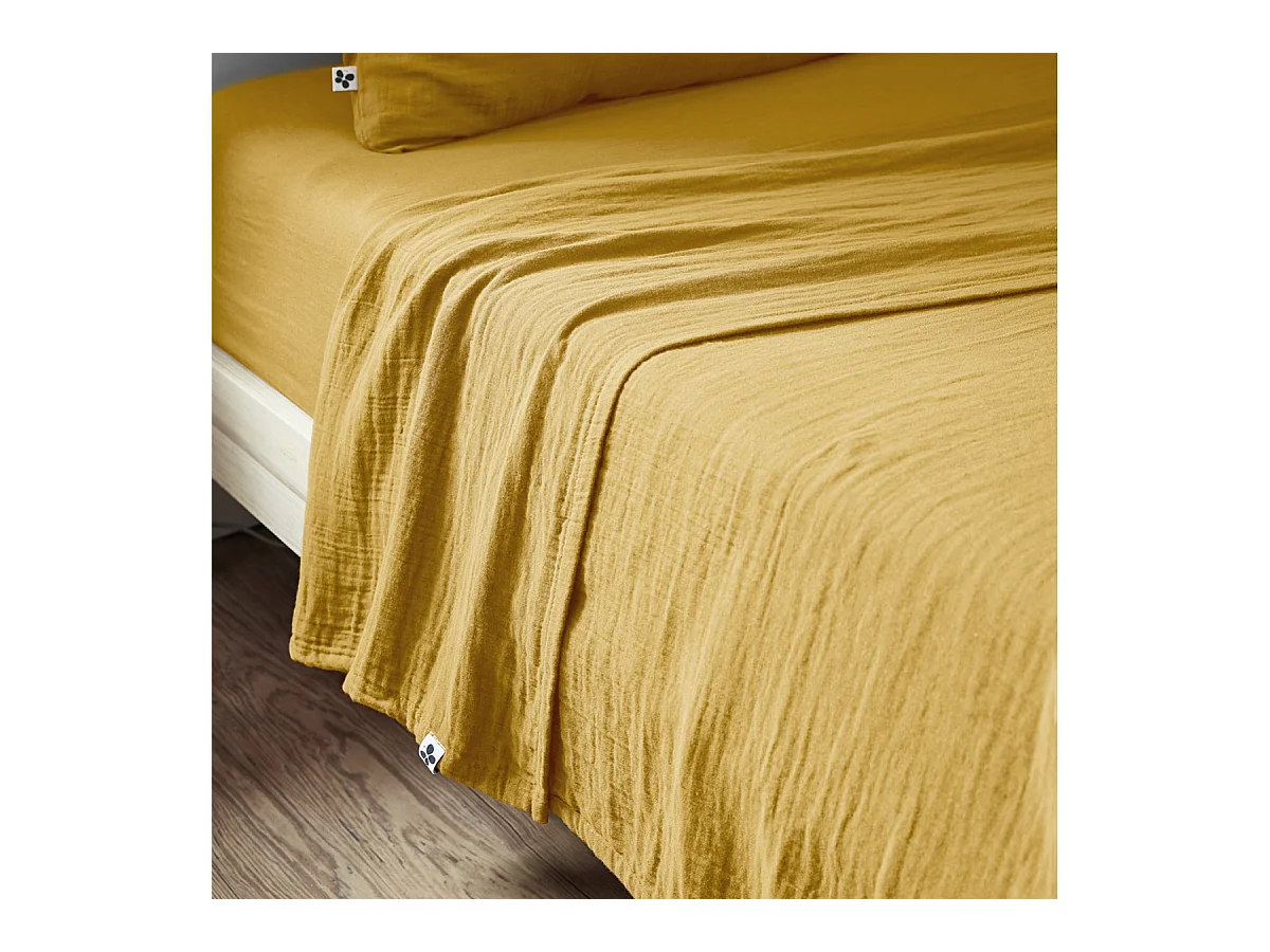 OUREA - Drap Plat 240x300cm Gaze de Coton Safran