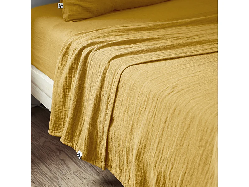 OUREA - Drap Plat 270x300cm Gaze de Coton Safran