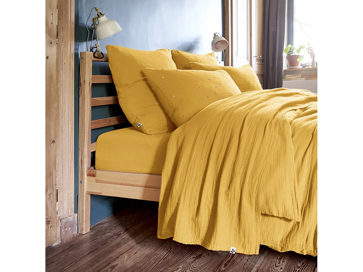 OUREA - Drap Plat 270x300cm Gaze de Coton Safran