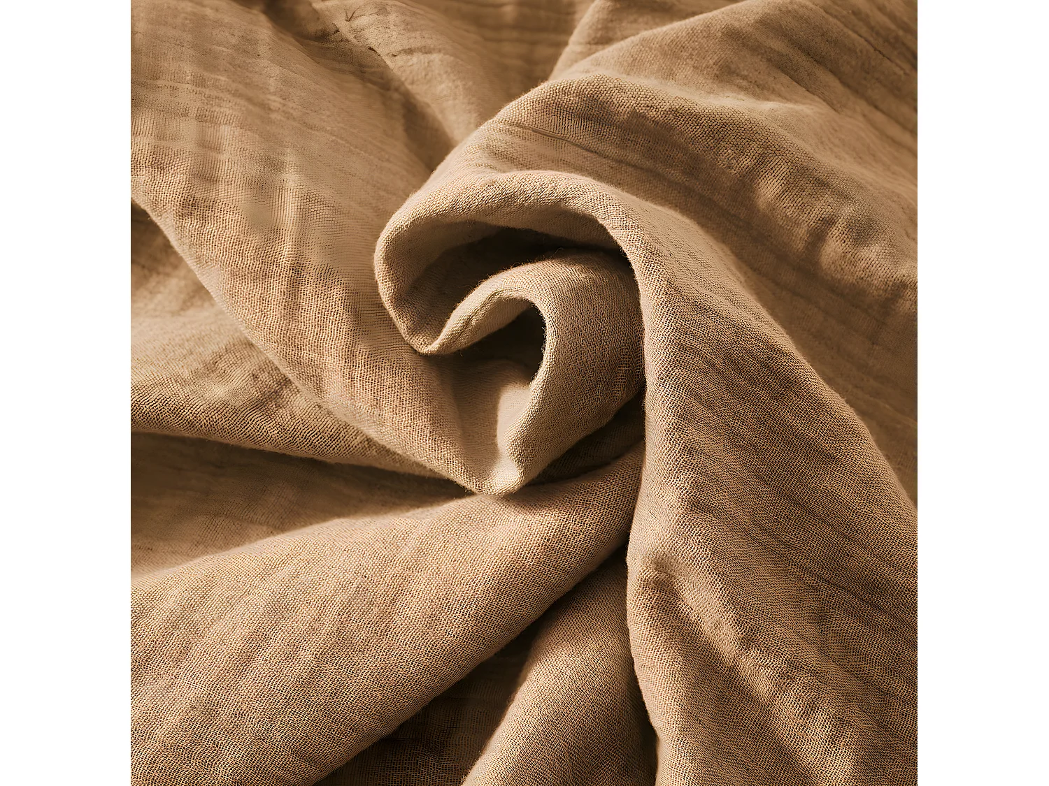 OUREA - Nappe Rectangulaire 150x250cm Gaze de Coton Camel