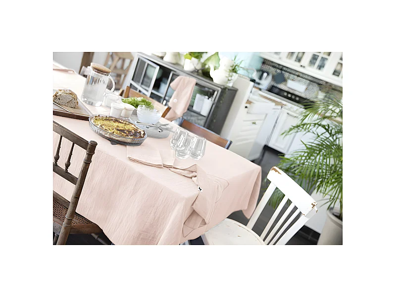 OUREA - Nappe Rectangulaire 150x350cm Gaze de Coton Guimauve