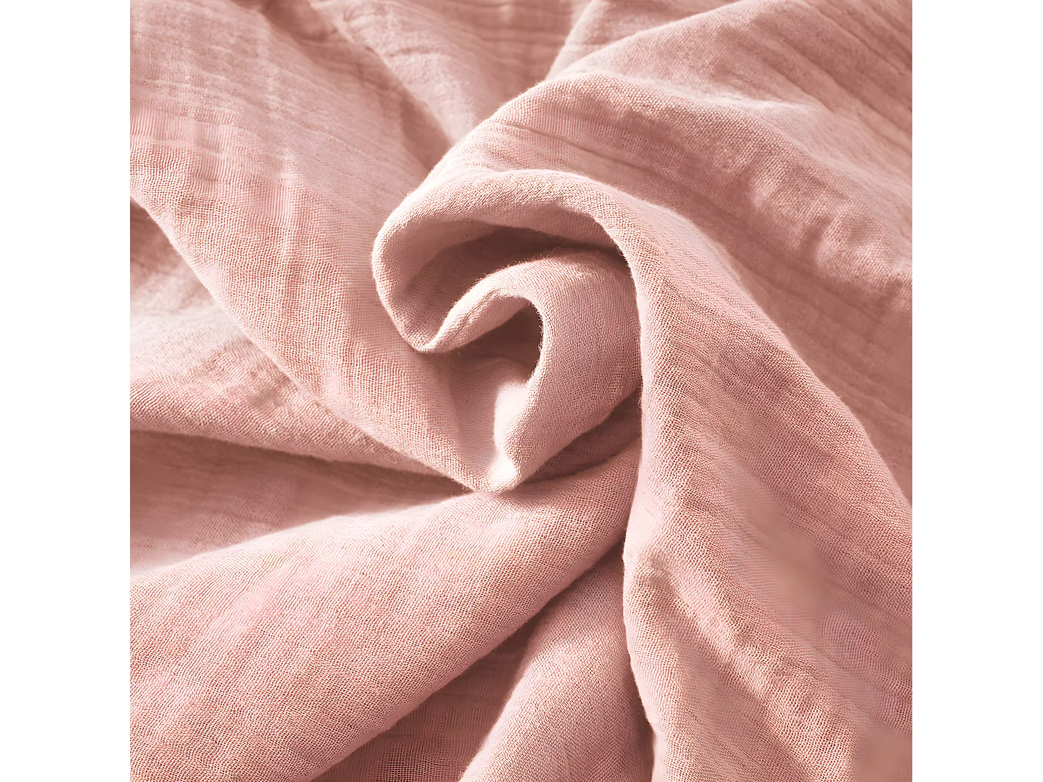 OUREA - Nappe Rectangulaire 150x350cm Gaze de Coton Rose Pêche