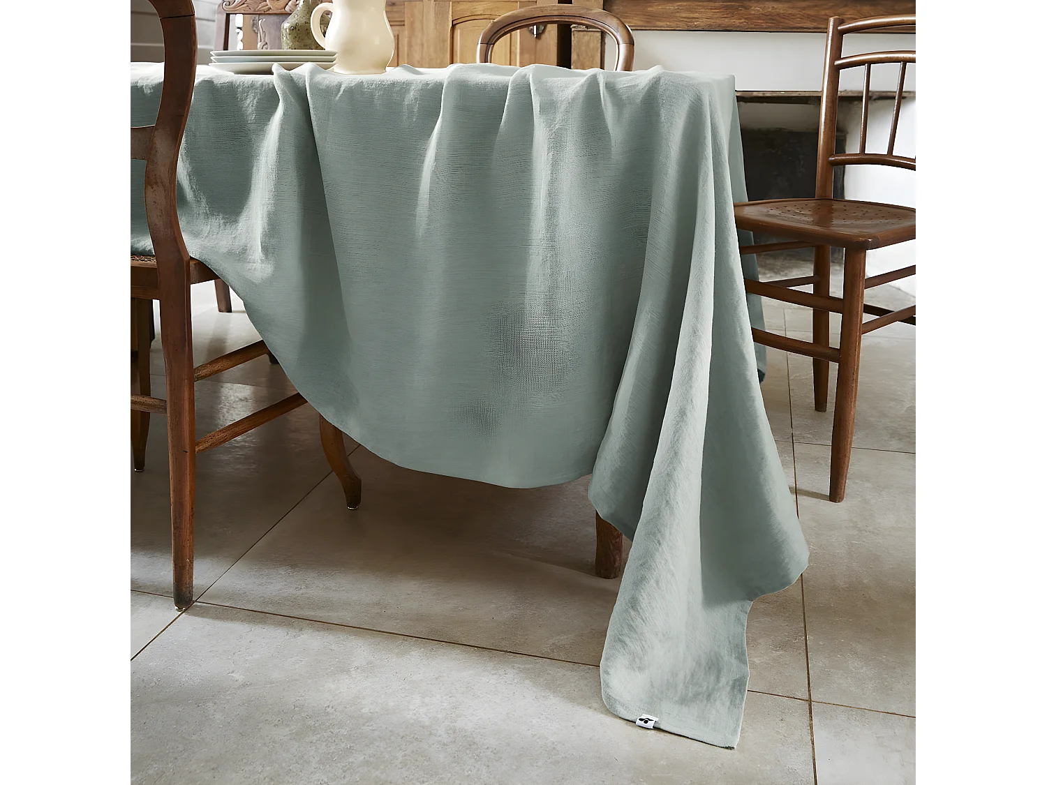 MARGAUX - Nappe Rectangulaire 170x250cm Lin Lavé Coloris Eucalyptus