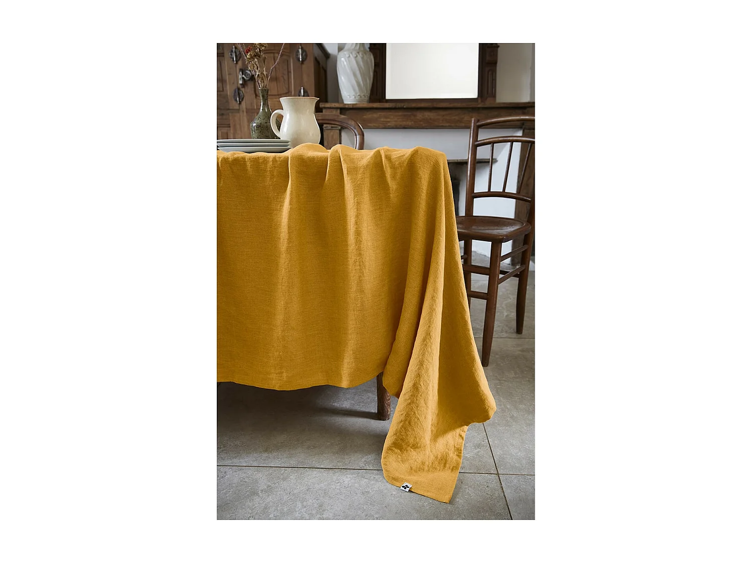 MARGAUX - Nappe Rectangulaire 170x350cm Lin Lavé Coloris Miel
