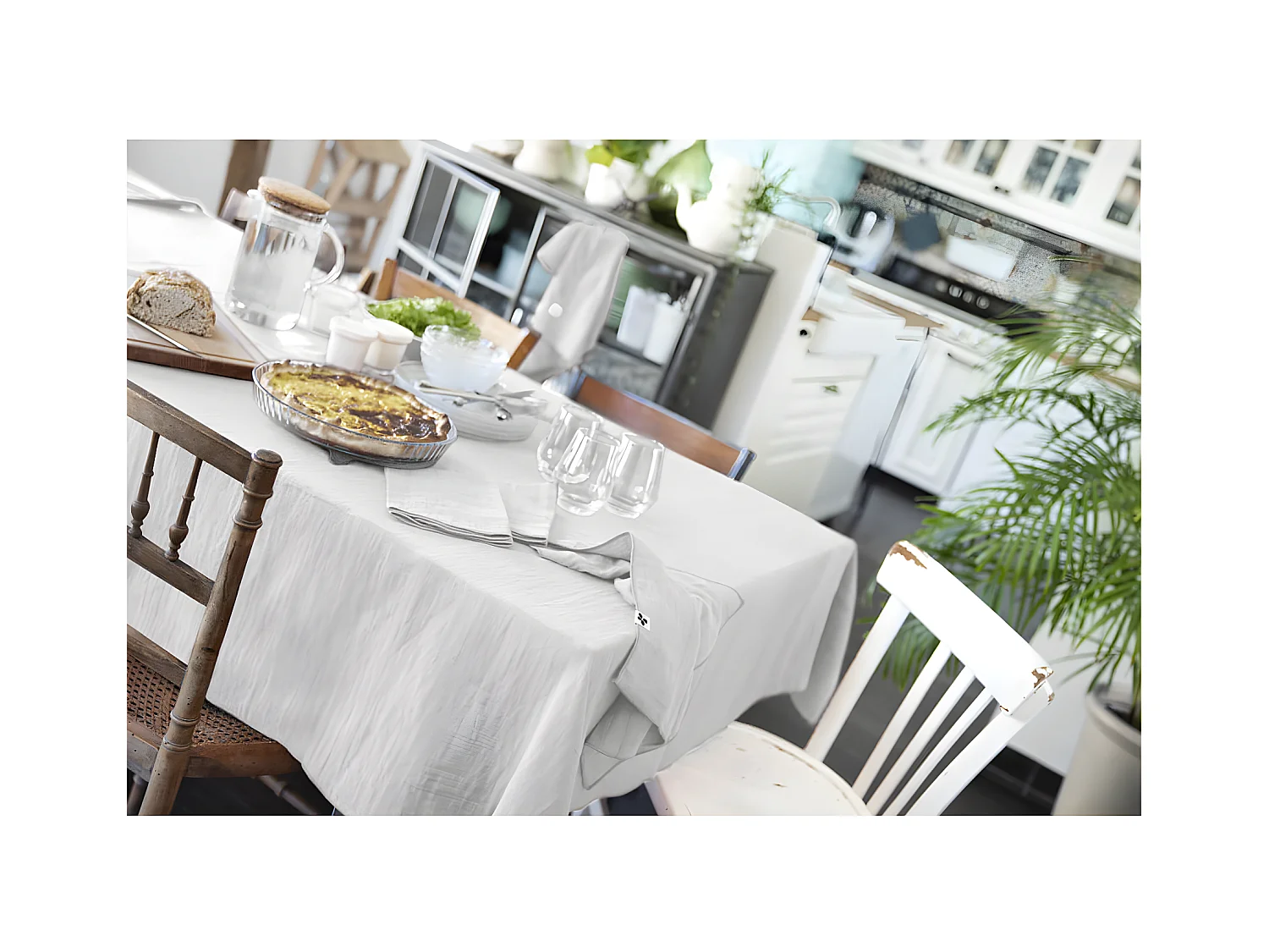 OUREA - Nappe Rectangulaire 150x350cm Gaze de Coton Nuage