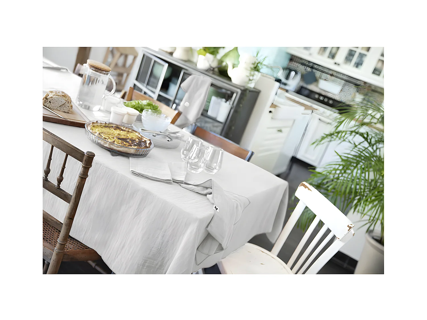 OUREA - Nappe Rectangulaire 150x250cm Gaze de Coton Nuage