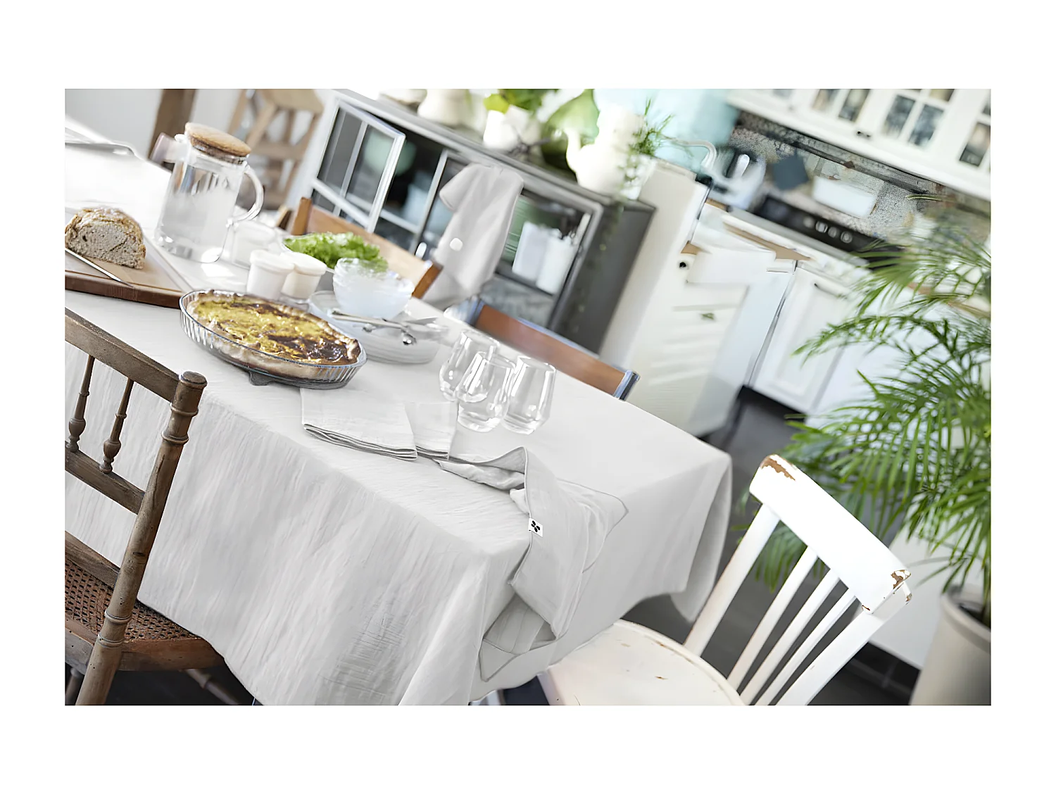 OUREA - Nappe Rectangulaire 150x250cm Gaze de Coton Nuage