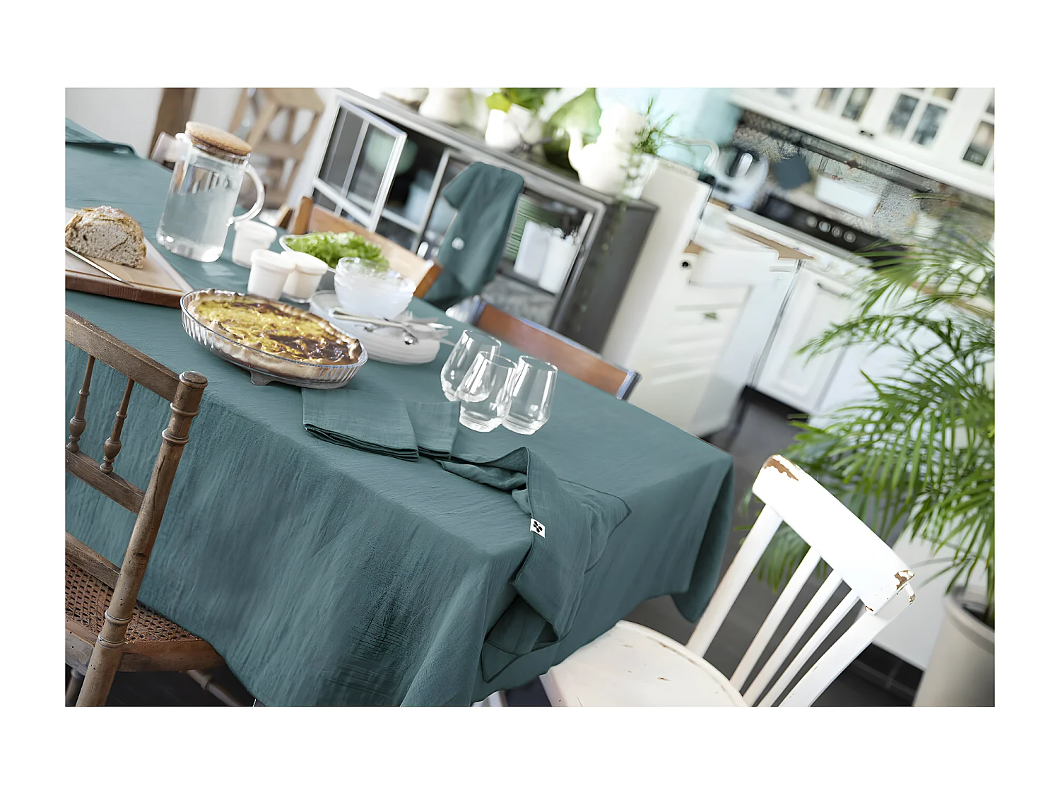 OUREA - Nappe Rectangulaire 150x350cm Gaze de Coton Canard