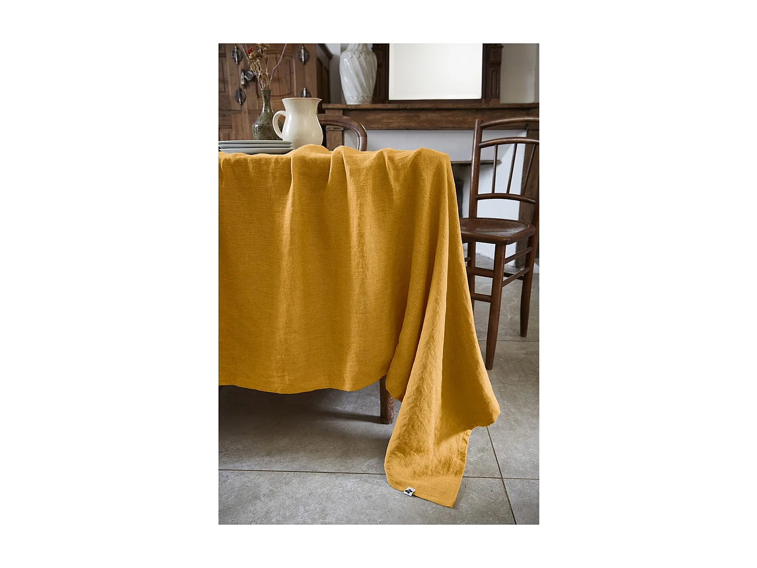MARGAUX - Nappe Rectangulaire 170x250cm Lin Lavé Coloris Miel
