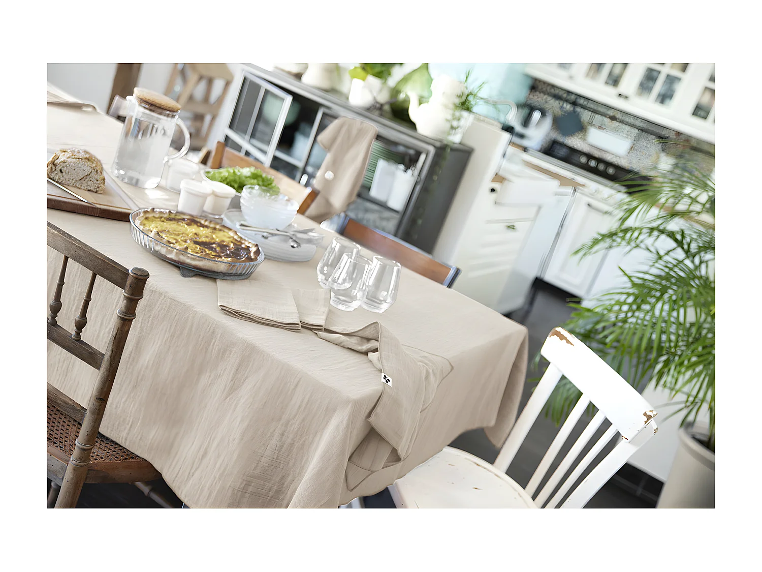 OUREA - Nappe Rectangulaire 150x350cm Gaze de Coton Pampa