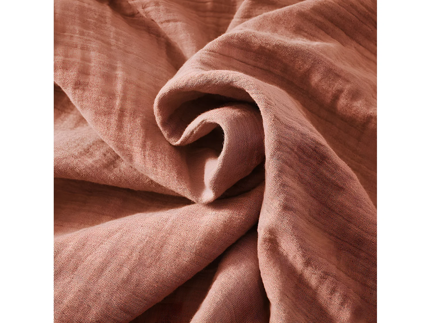 OUREA - Nappe Rectangulaire 150x250cm Gaze de Coton Terracotta