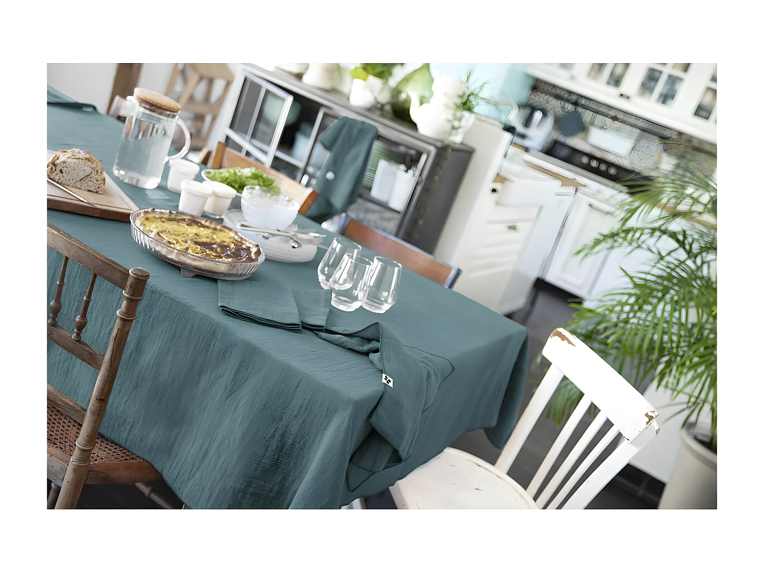 OUREA - Nappe Rectangulaire 150x250cm Gaze de Coton Canard