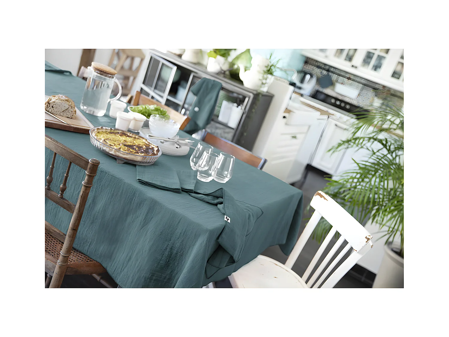 OUREA - Nappe Rectangulaire 150x250cm Gaze de Coton Canard