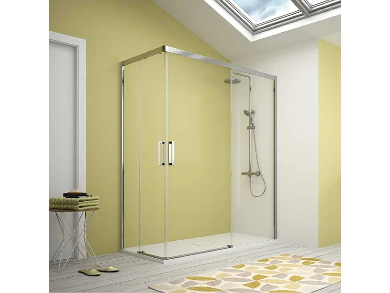 Mampara de ducha esquina 2 Fijos 90 cm + 2 Puertas Correderas 105 cm S400
