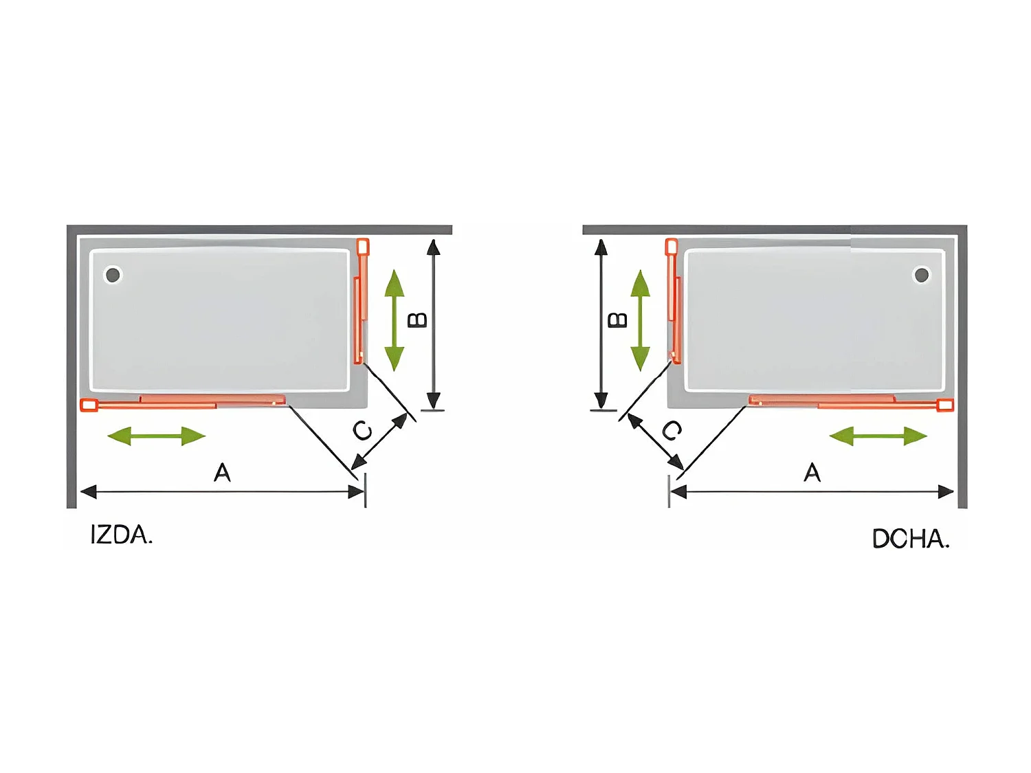 Angular de ducha 2 Fijos 70 cm + 2 Puertas Correderas 105 cm 105 cm S400