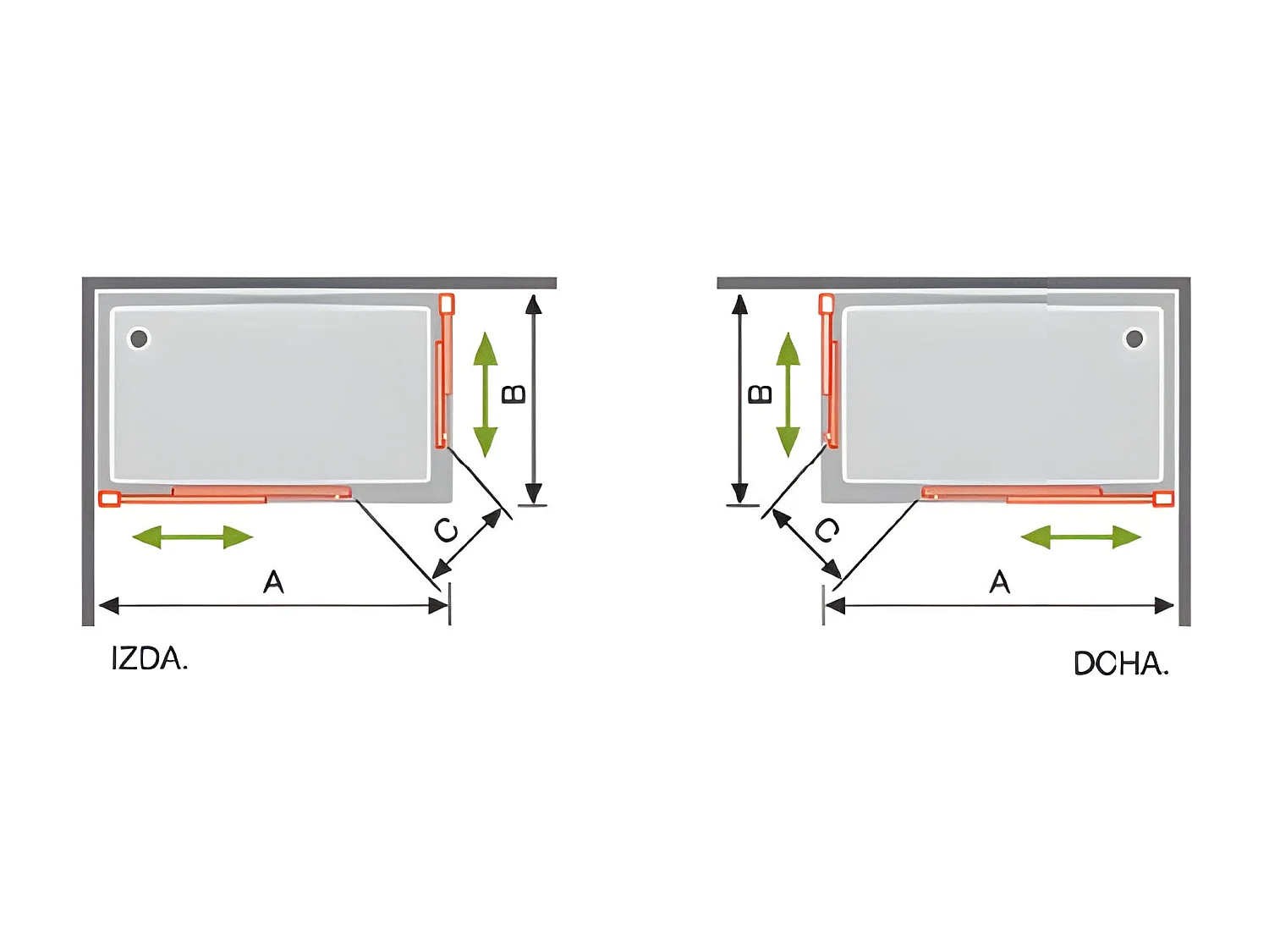 Angular de ducha 2 Fijos 90 cm + 2 Puertas Correderas 110 cm 110 cm S400