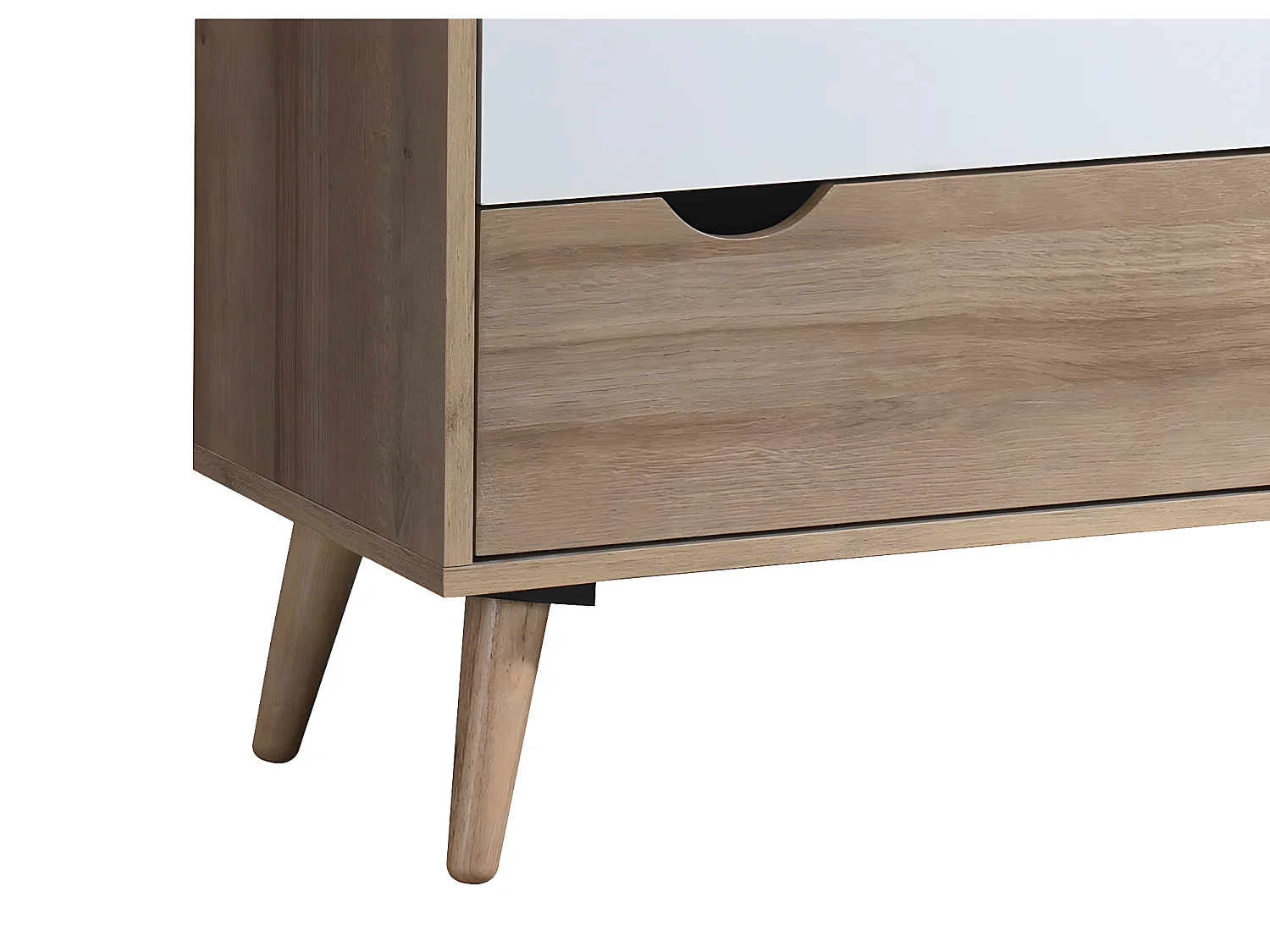 Kommode mit 6 Schubladen - Holzfarben, Weiß und Blau - LURVIA