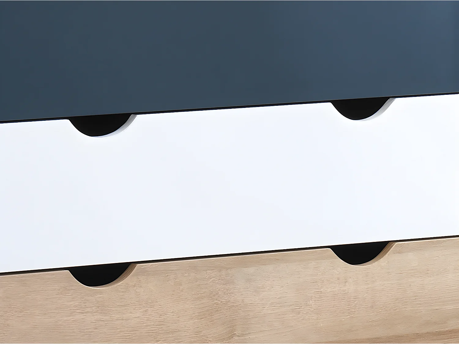 Kommode mit 6 Schubladen - Holzfarben, Weiß und Blau - LURVIA