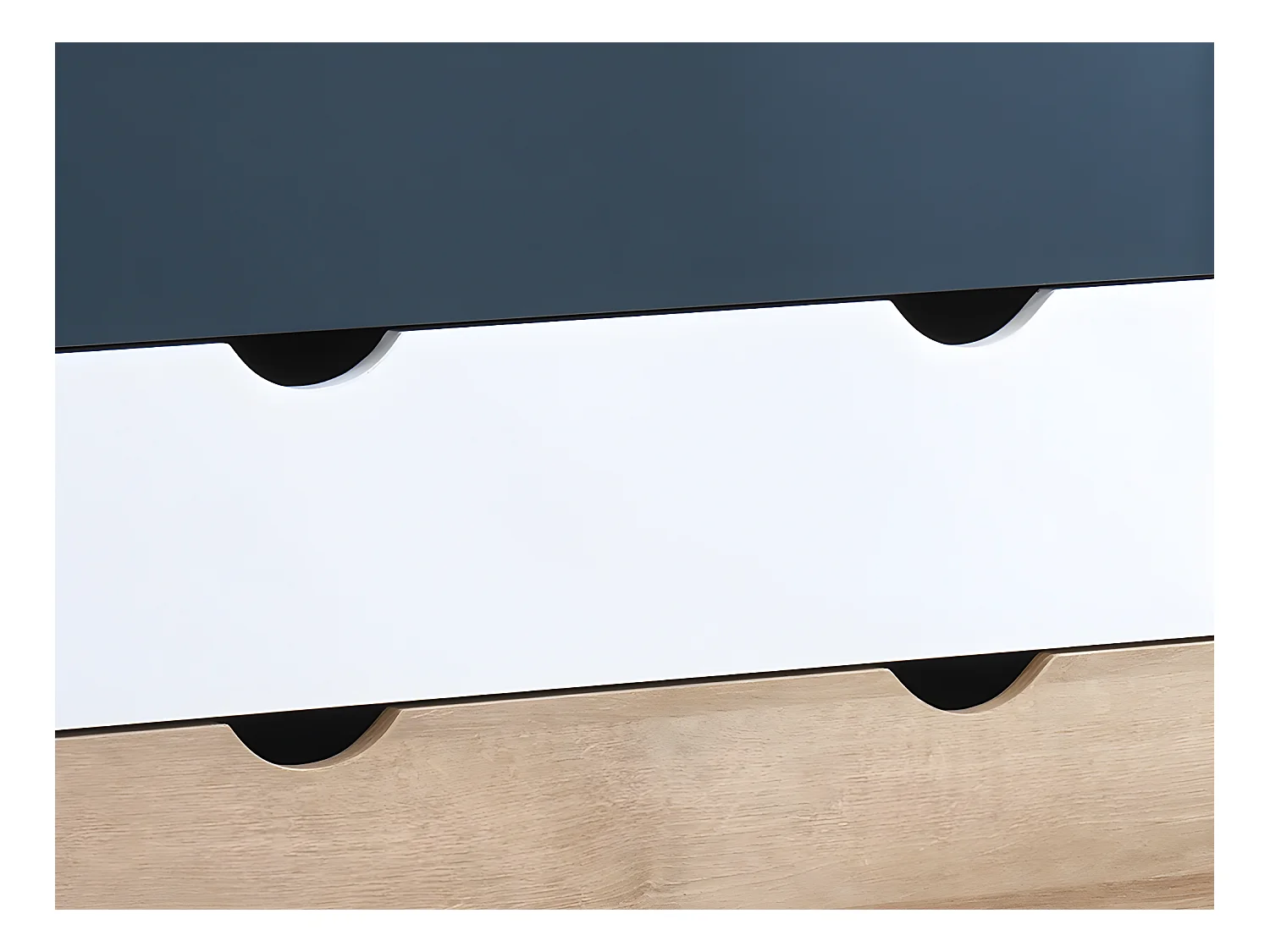 Kommode med 6 skuffer - Farge: Naturlig, hvit og marineblå - LURVIA