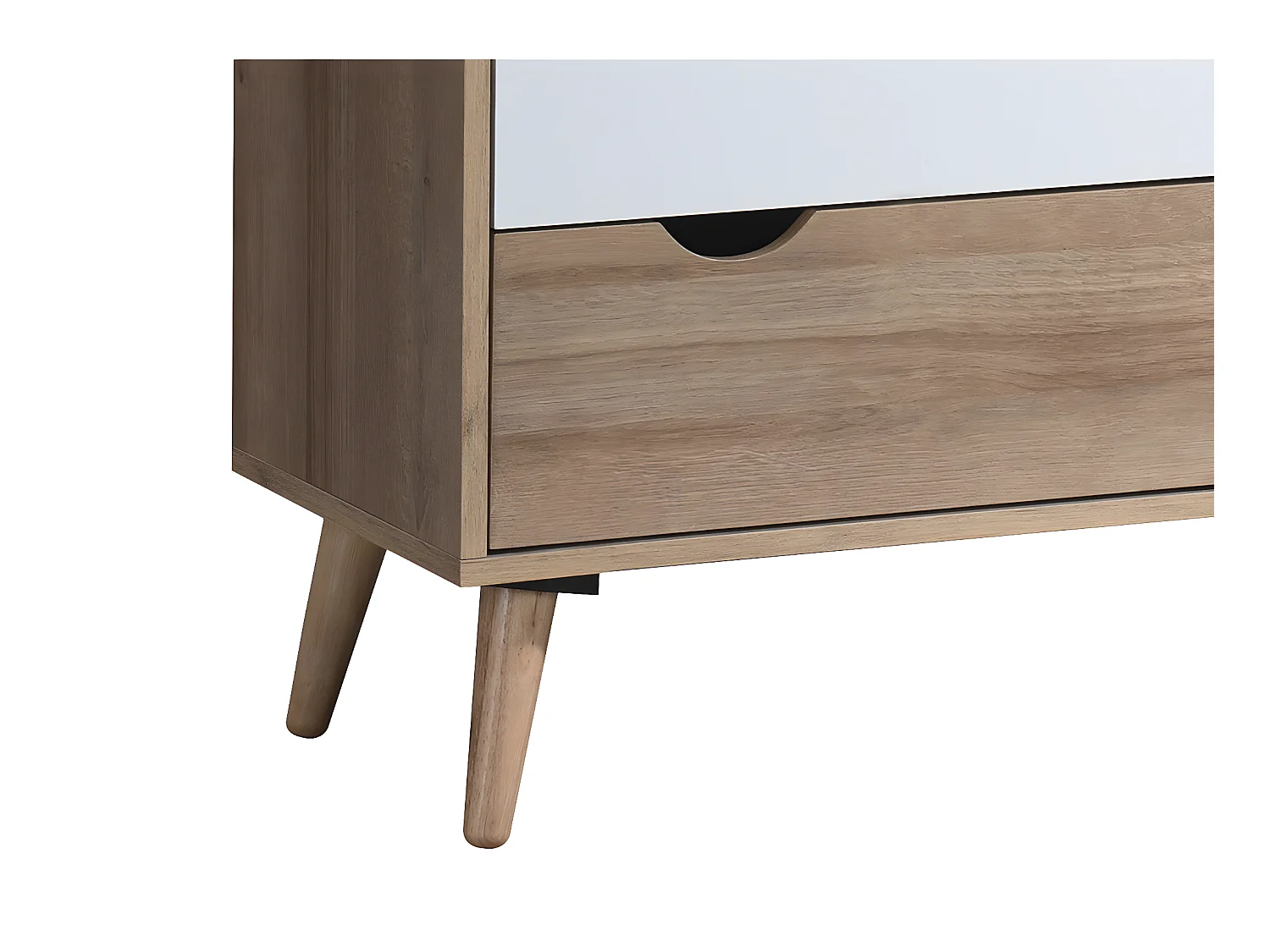 Kommode med 6 skuffer - Farge: Naturlig, hvit og marineblå - LURVIA