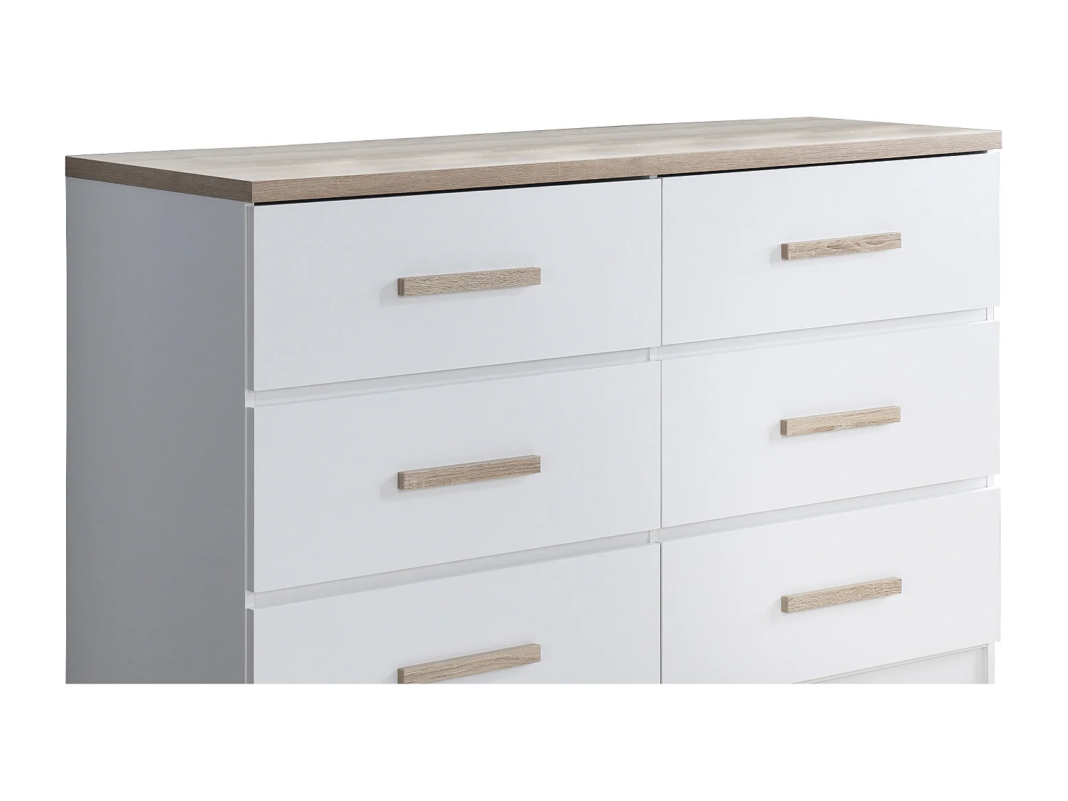 Commode 6 tiroirs - Blanc et naturel - SKAIDO