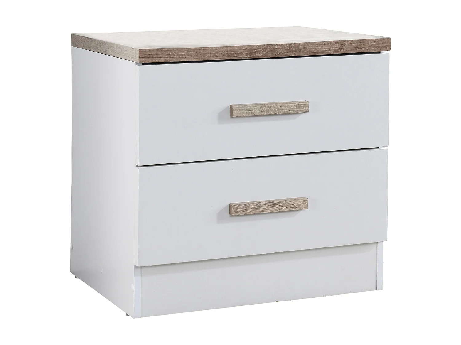Comodino con 2 cassetti Bianco e Naturale - SKAIDO