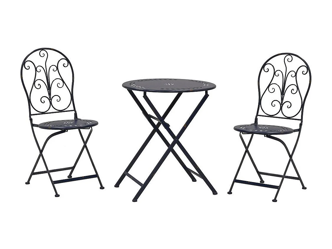 Table et chaises de jardin en métal laqué