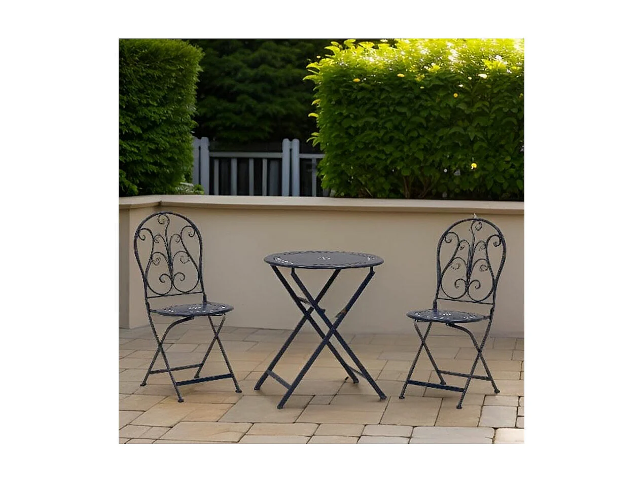 Table et chaises de jardin en métal laqué
