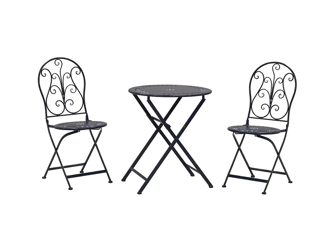 Table et chaises de jardin en métal laqué