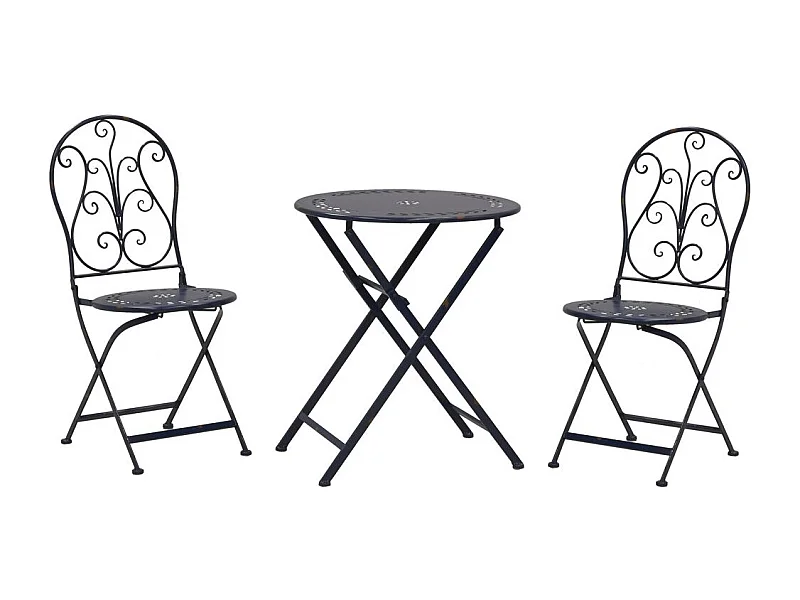 Table et chaises de jardin en métal laqué