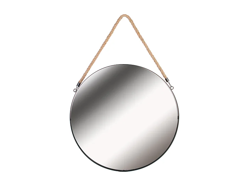 Miroir Rond Noir Anse Jonc 50cm Noir