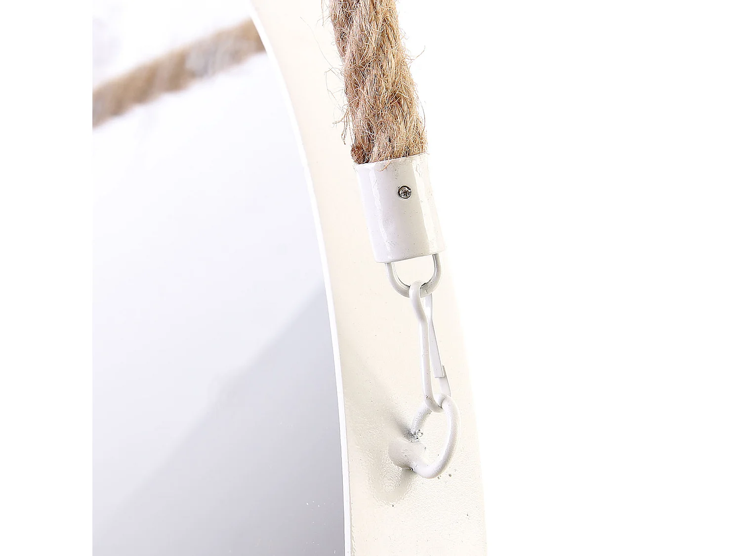 Miroir Rond Blanc Anse Jonc 50cm Blanc