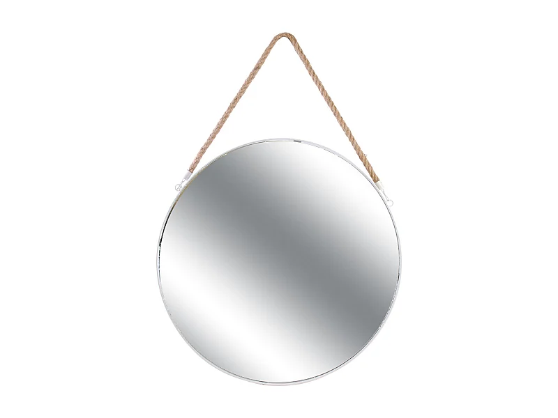 Miroir Rond Blanc Anse Jonc 50cm Blanc
