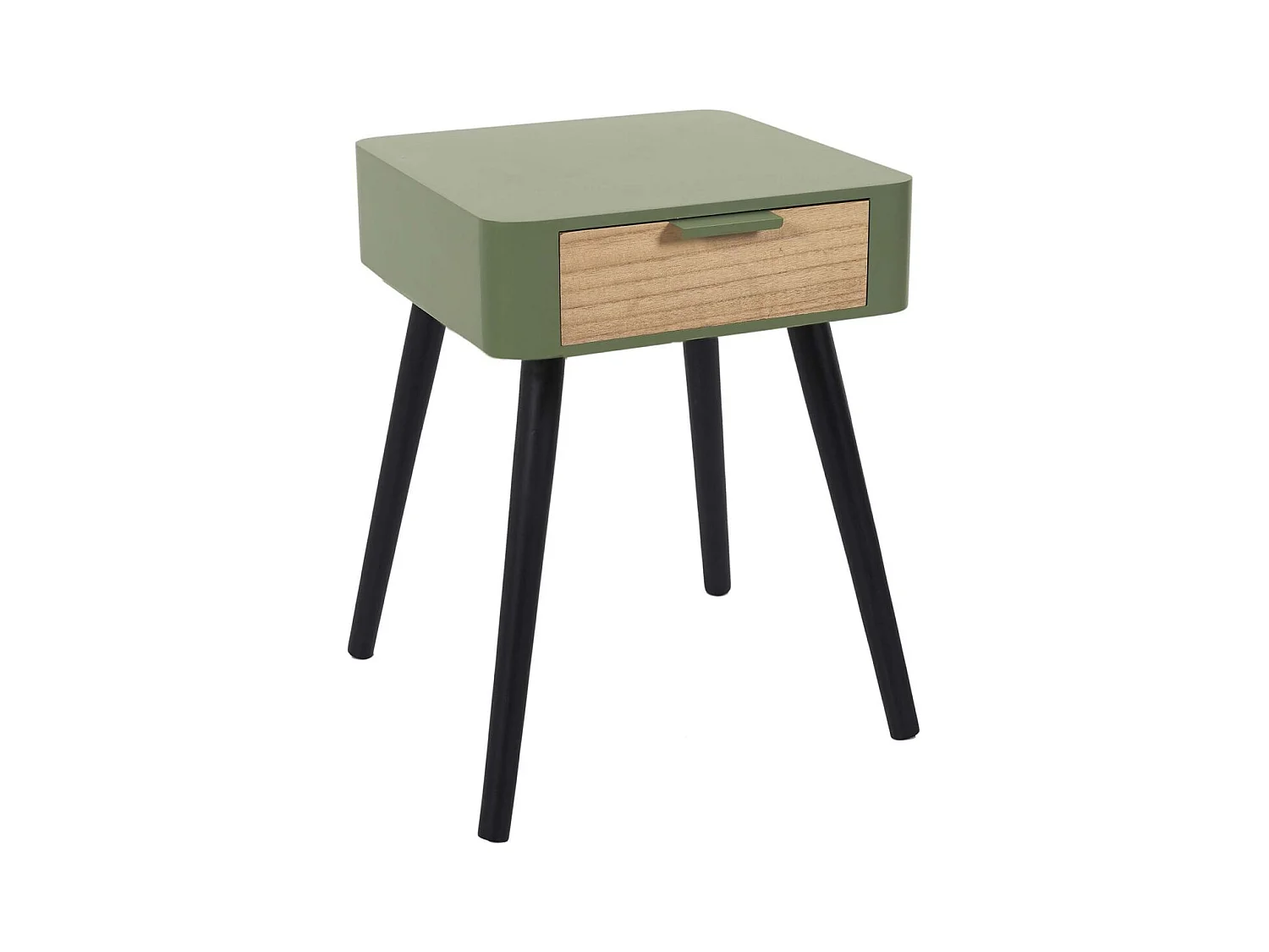 Chevet 1 Tiroir En Bois Vert Kaki Vert, Noir