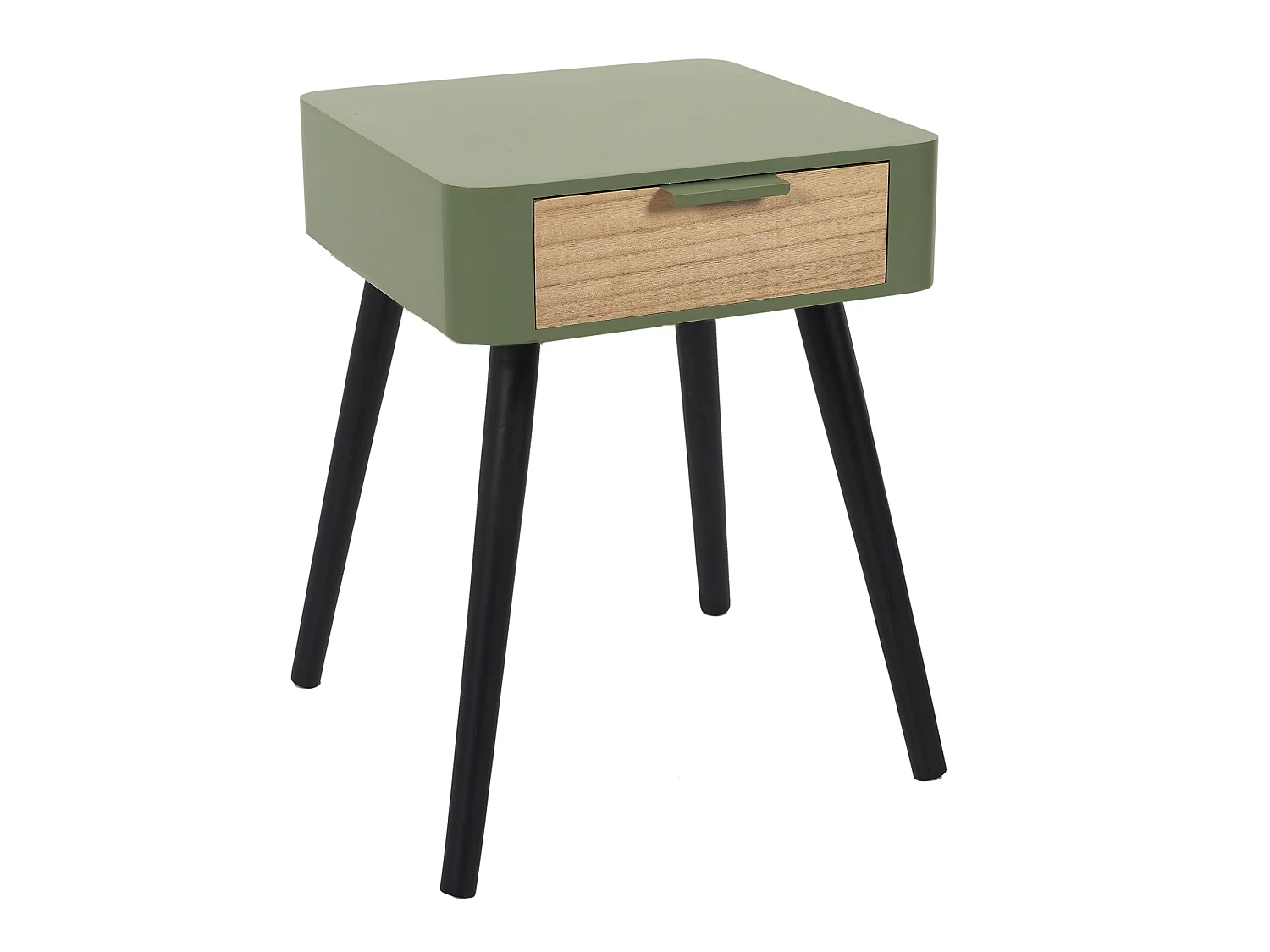 Table de Chevet 1 Tiroir "Bois" 48cm Vert Kaki