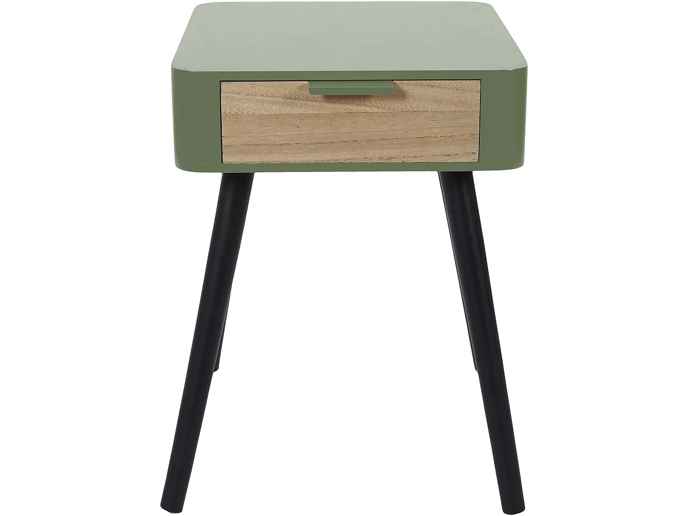 Table de Chevet 1 Tiroir "Bois" 48cm Vert Kaki