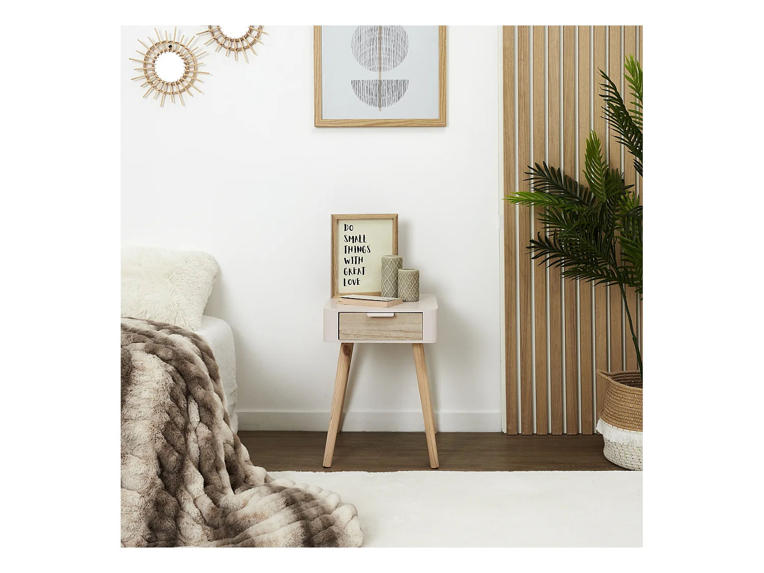 Chevet 1 Tiroir En Bois Rose Rose, Marron