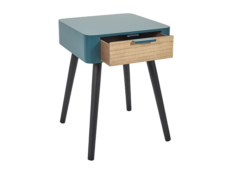 Chevet 1 Tiroir En Bois Bleu Canard Bleu